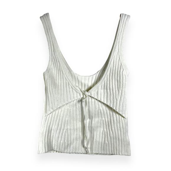 VINCE. White Ribbed-knit cotton-blend Tank Top Size M - Picture 4 of 7